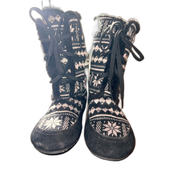 Lucky Brand Gwendi Sweater Knit Faux Fur Lined Winter Slipper Boots Women’s 8M - Picture 3 of 7